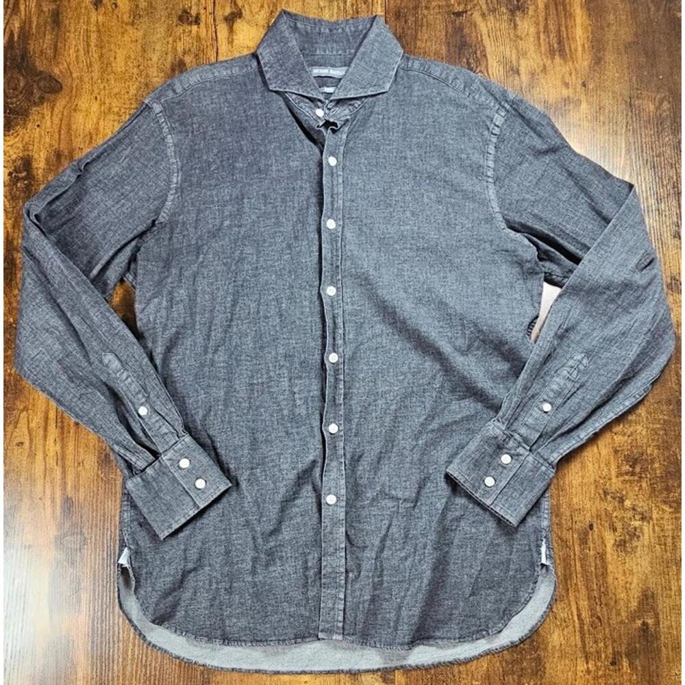 Michael Bastian Trim‎ Fit Mens L Gray Button Down Dress Shirt Cotton Blend